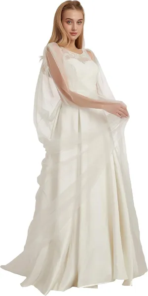 Leimandy Shoulder Cape Veil Tulle Church Bridal Cape Veil Chapel Wedding Veil B018