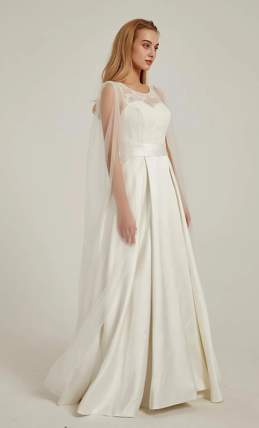 Leimandy Shoulder Cape Veil Tulle Church Bridal Cape Veil Chapel Wedding Veil B018