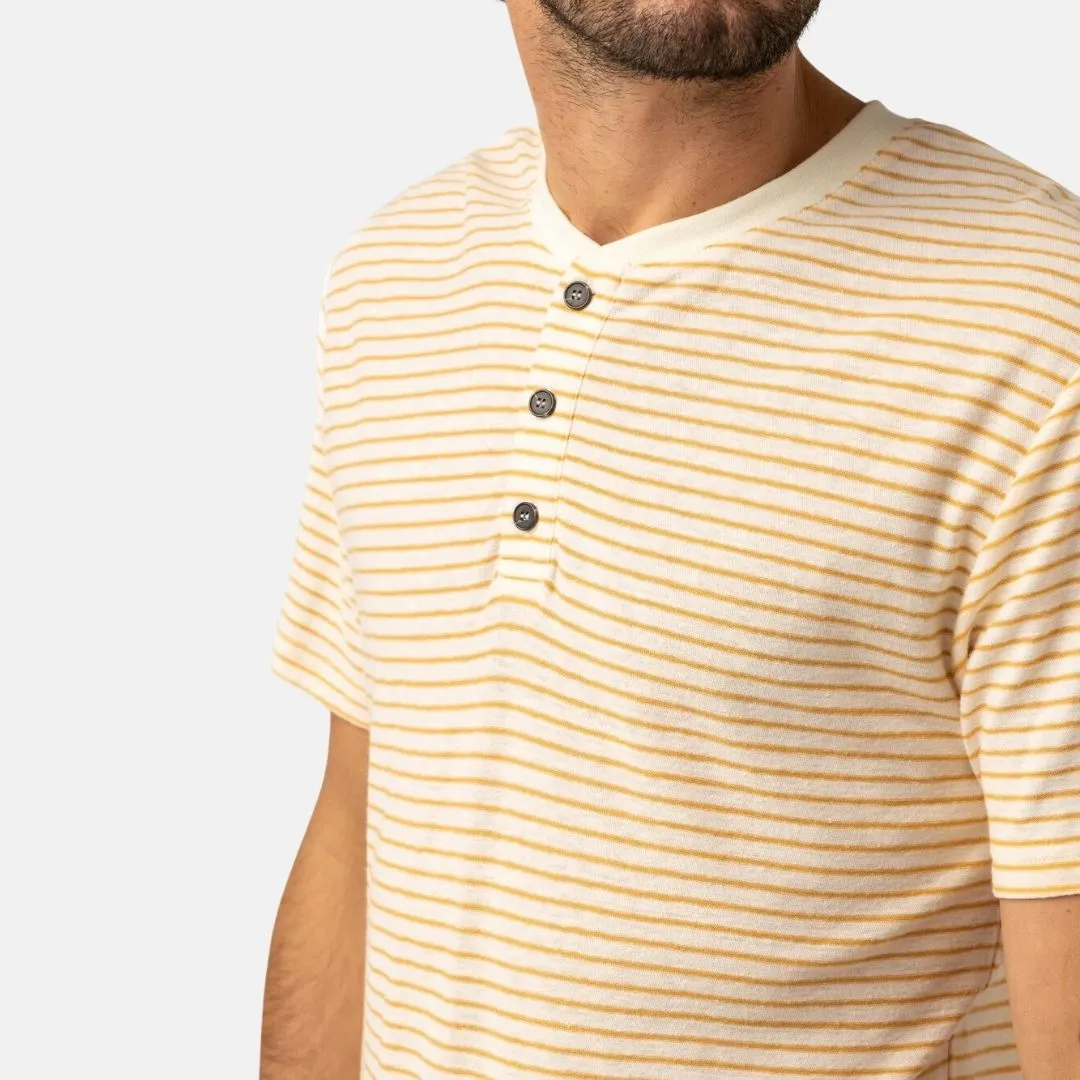 Linen Stripe Henley T-Shirt (Natural)