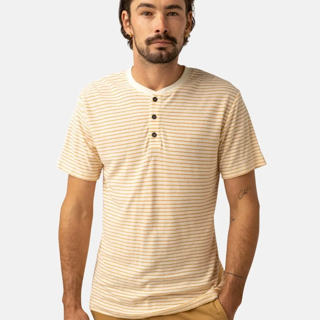 Linen Stripe Henley T-Shirt (Natural)
