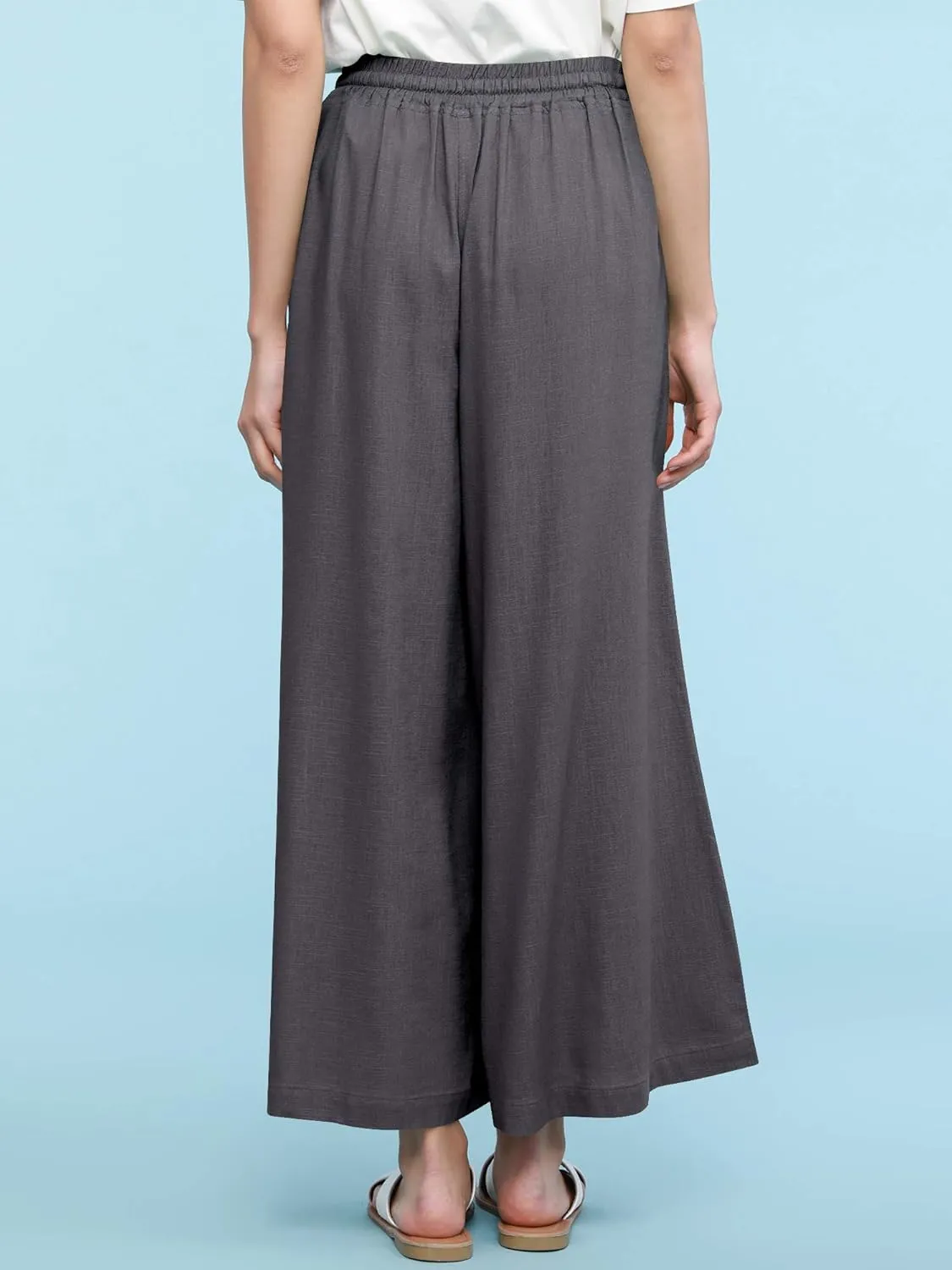 Lock and Love Women's Washed Linen Casual Loose Wide Leg Pants Pocket Pant with Draw String