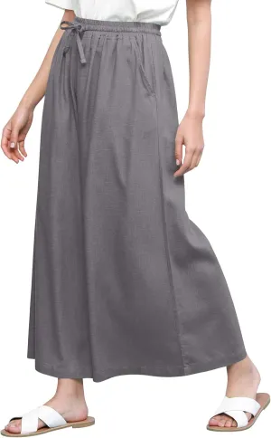 Lock and Love Women's Washed Linen Casual Loose Wide Leg Pants Pocket Pant with Draw String