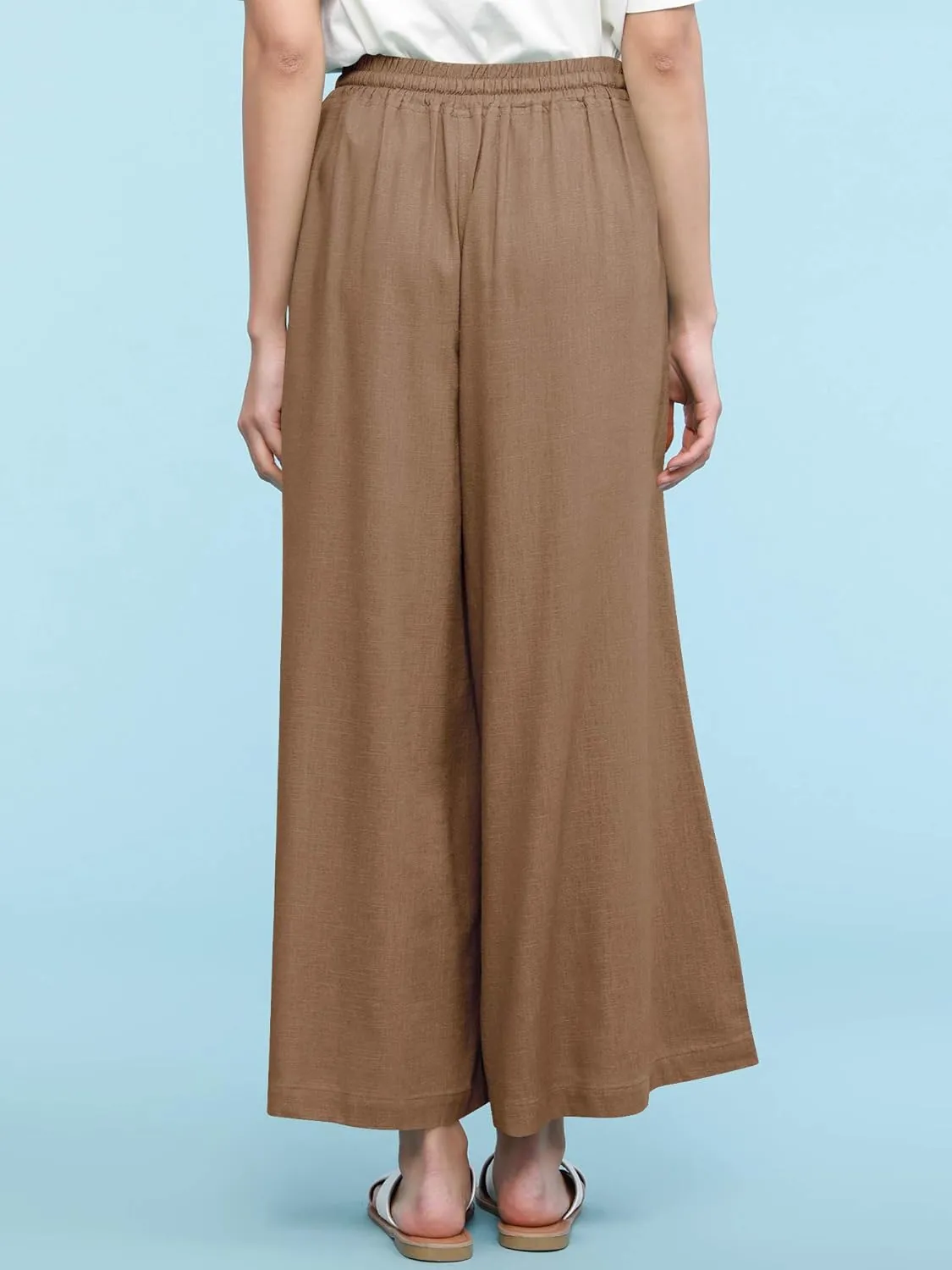 Lock and Love Women's Washed Linen Casual Loose Wide Leg Pants Pocket Pant with Draw String