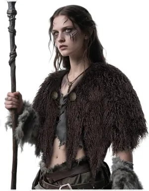 L'VOW Viking Fur Cloak Costume Medieval Fur Shawl Cape Mantle Renaissance LARP Cosplay