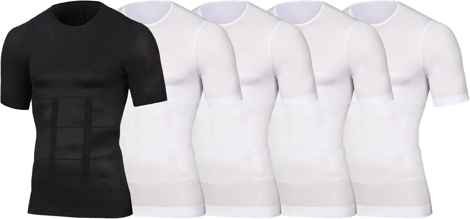 Maiyifu-GJ 5 Pack Men's Shapewear Tank Top Muscle Gym Compression Shirts Athletic Workout Sleeveless Slimming Undershirts