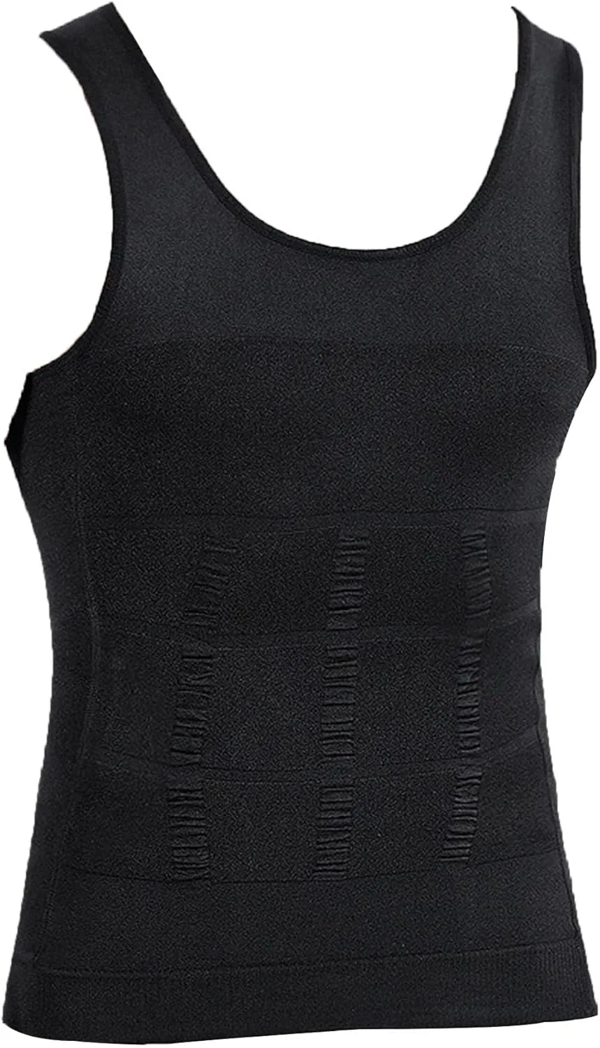 Maiyifu-GJ 5 Pack Men's Sleeveless Compression Shirts Athletic Workout Slimming Tank Top Running Undershirts Shapewear Vest