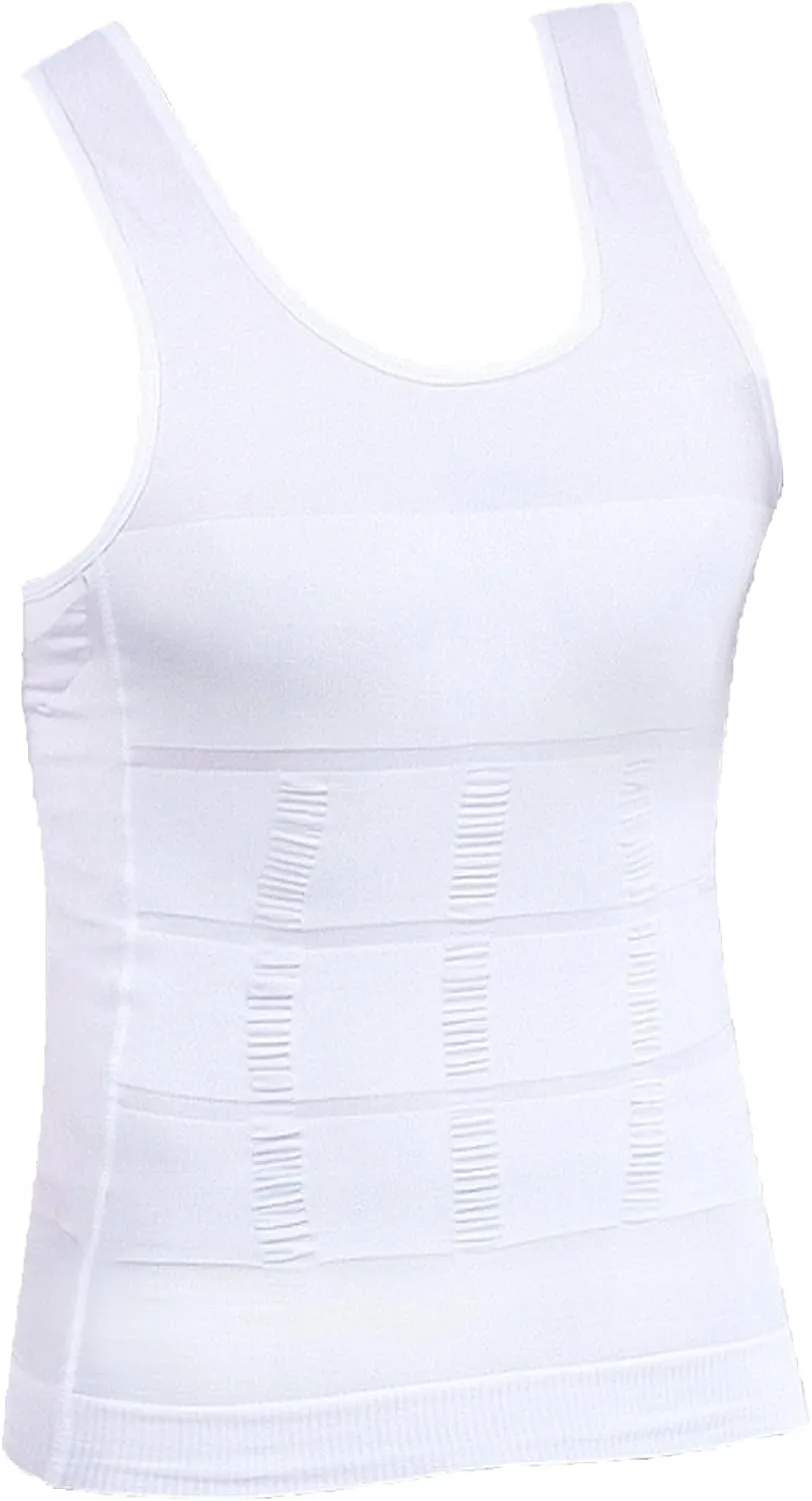 Maiyifu-GJ 5 Pack Men's Sleeveless Compression Shirts Athletic Workout Slimming Tank Top Running Undershirts Shapewear Vest