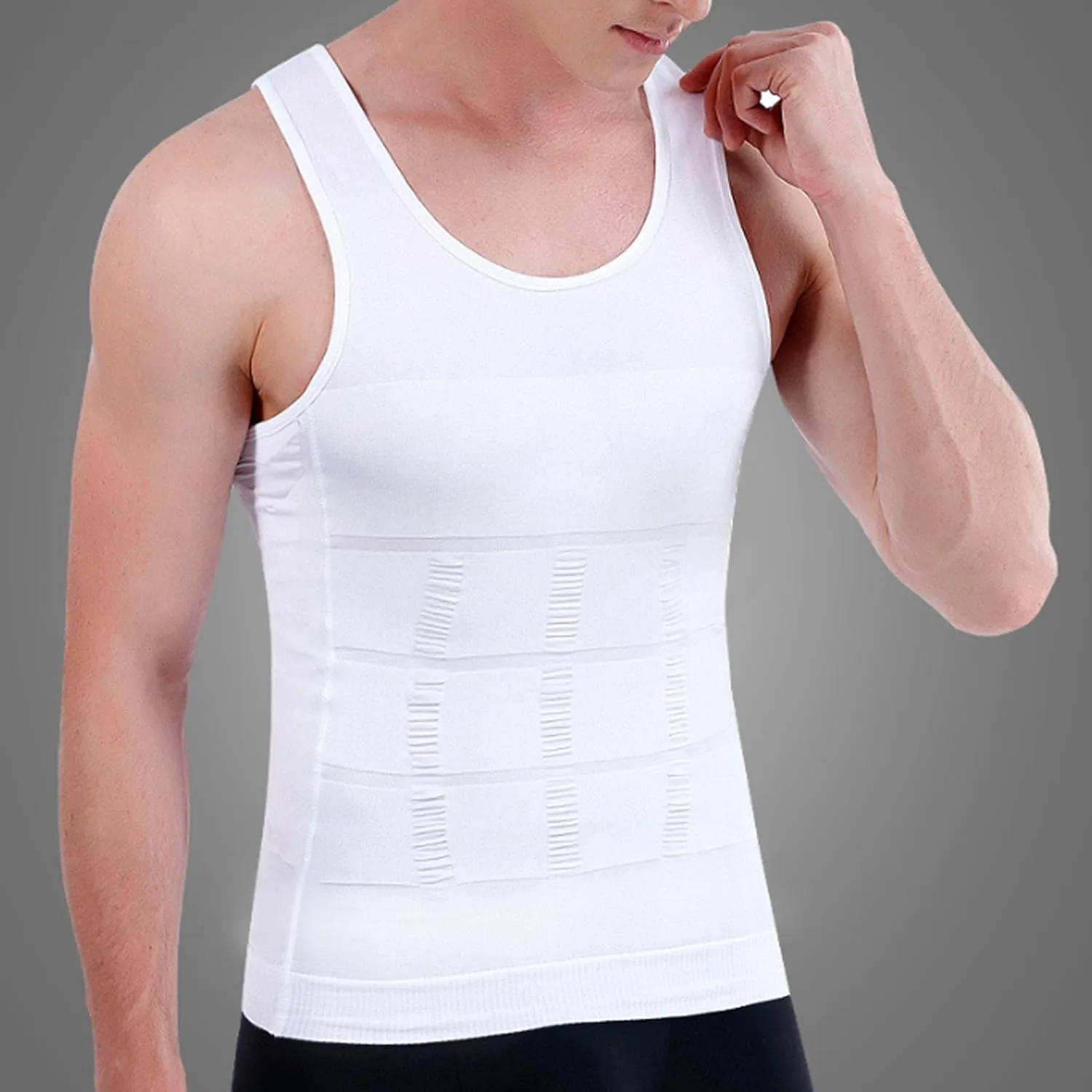 Maiyifu-GJ 5 Pack Men's Sleeveless Compression Shirts Athletic Workout Slimming Tank Top Running Undershirts Shapewear Vest