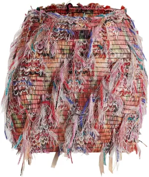 MakeMeChic Women's Tassel Bodycon Mini Skirt Fringe Graphic Print Boho Short Pencil Skirts