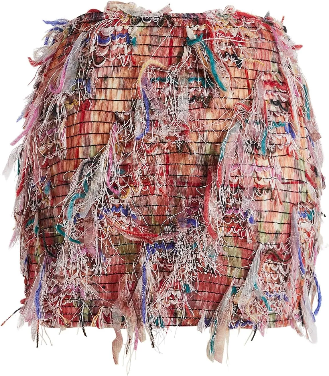 MakeMeChic Women's Tassel Bodycon Mini Skirt Fringe Graphic Print Boho Short Pencil Skirts