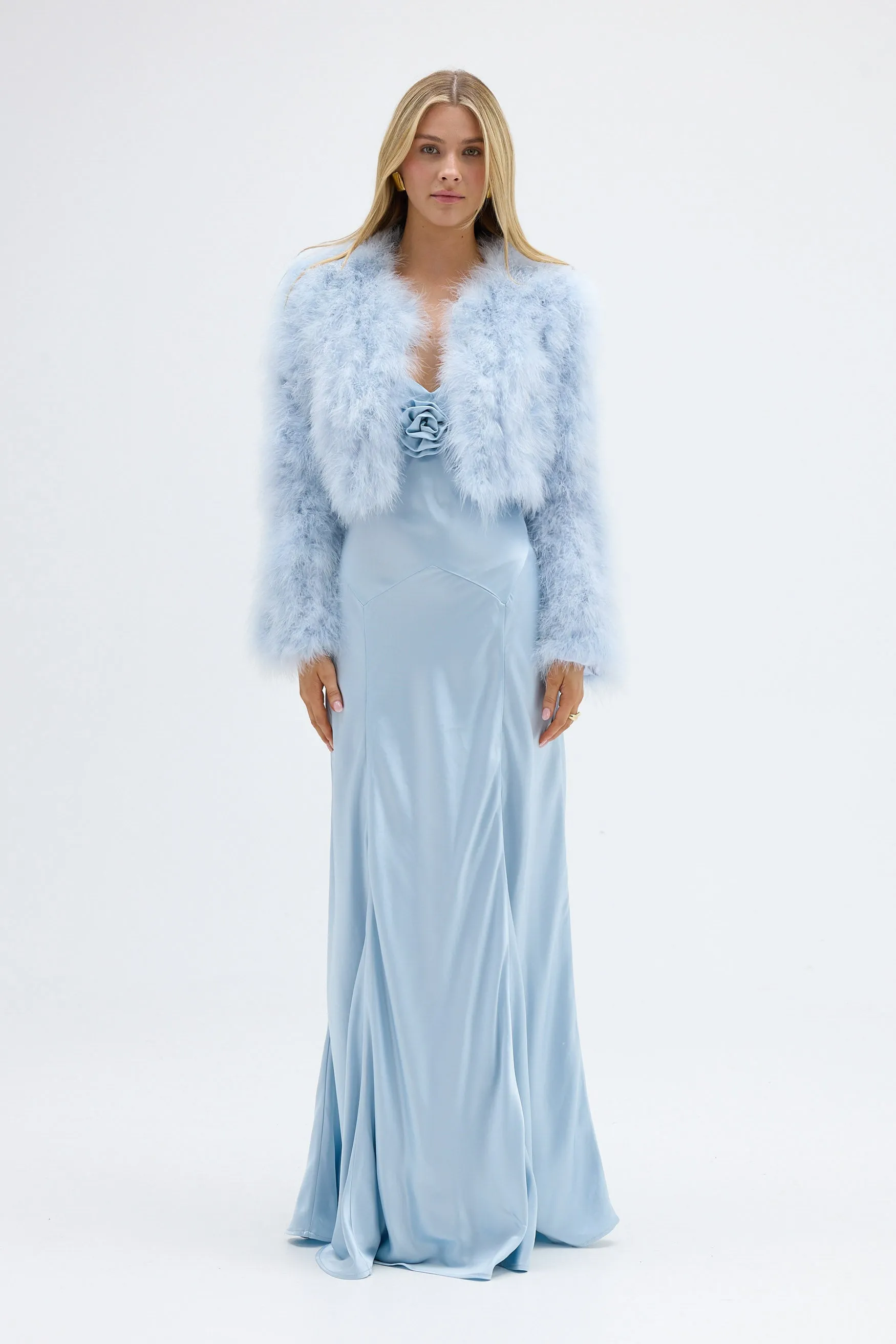 Manhattan Crop Jacket - Powder Blue