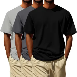 Men Casual Tshirts Fashion Oversized Solid Color Quick Drying Sports Gym Round Neck Casual Short Sleeved Tops