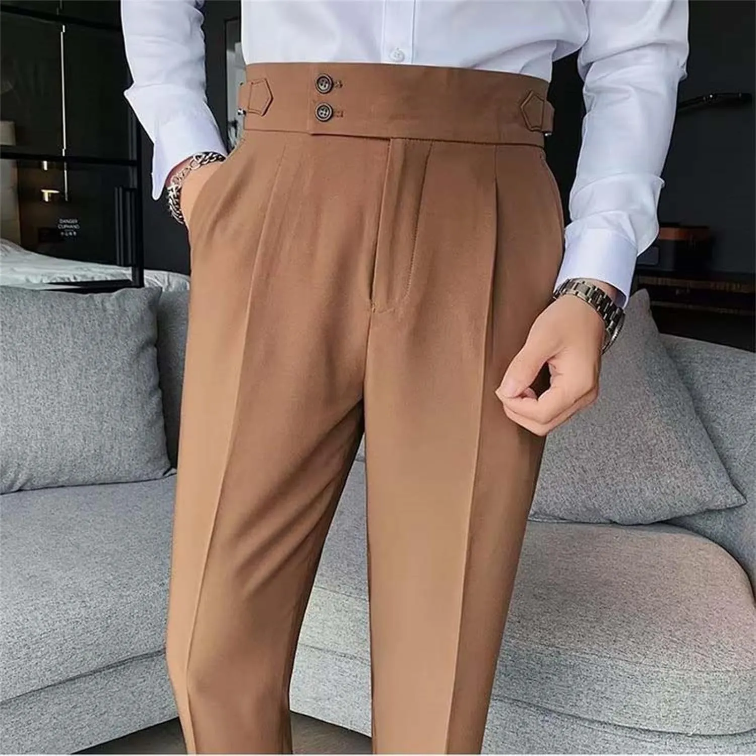 Mens Chinos Pants Fashion Formal Slim Fit Skinny Dress Pants Lightweight Slacks Formal Dress Trousers