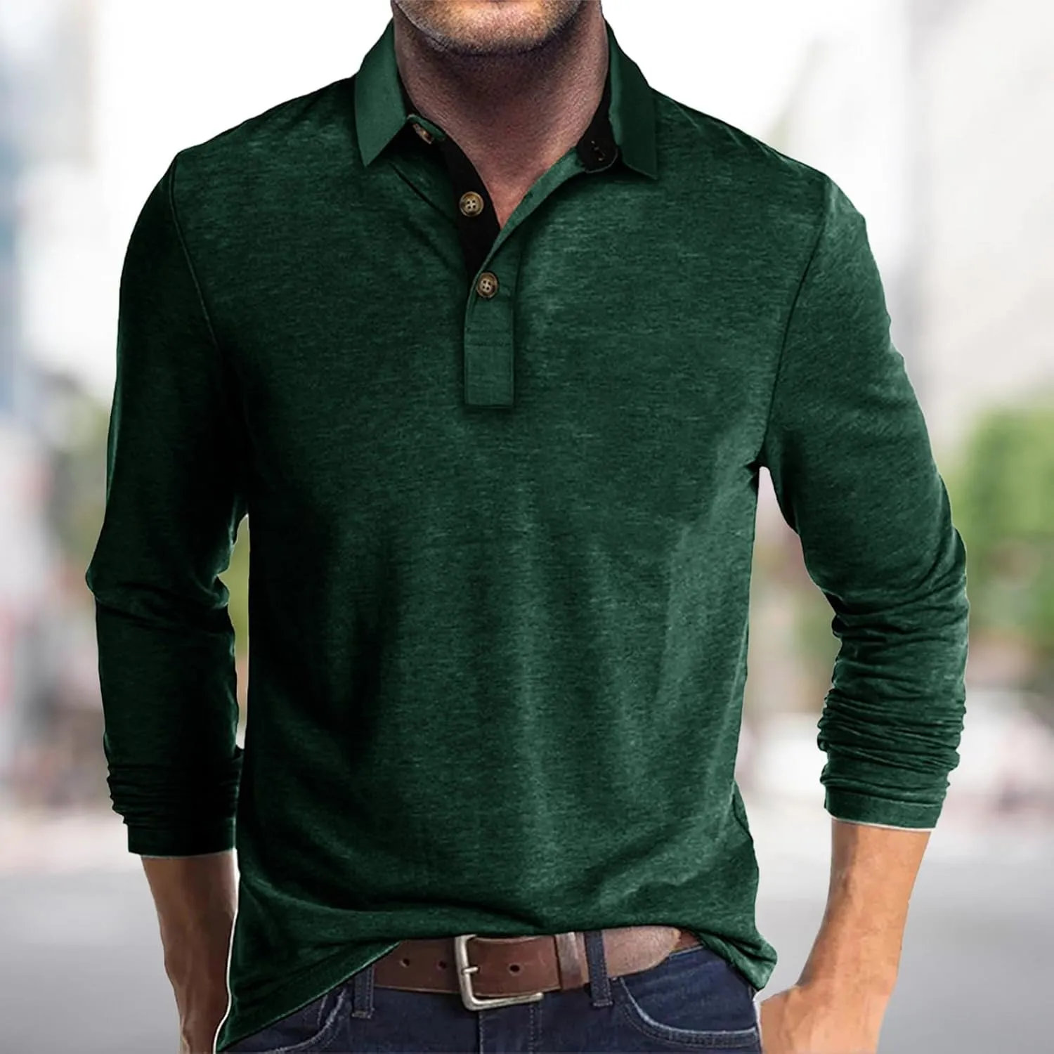 Mens Clothes Turtleneck Plush Sweater Men's Button Pullover Plush Sweater with Pocket Quick Dry Polyester Tshirts