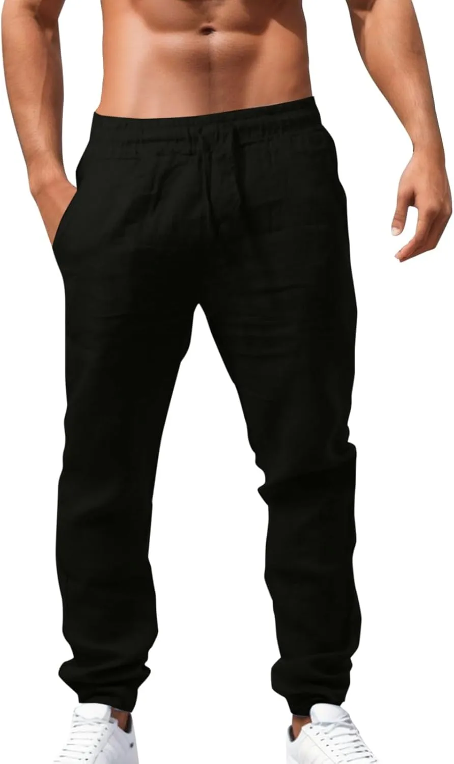 Mens Lightweight Jogging Pant Pockets Chino Work Joggers Loose Sports Casual Sweatpant Plain Pants