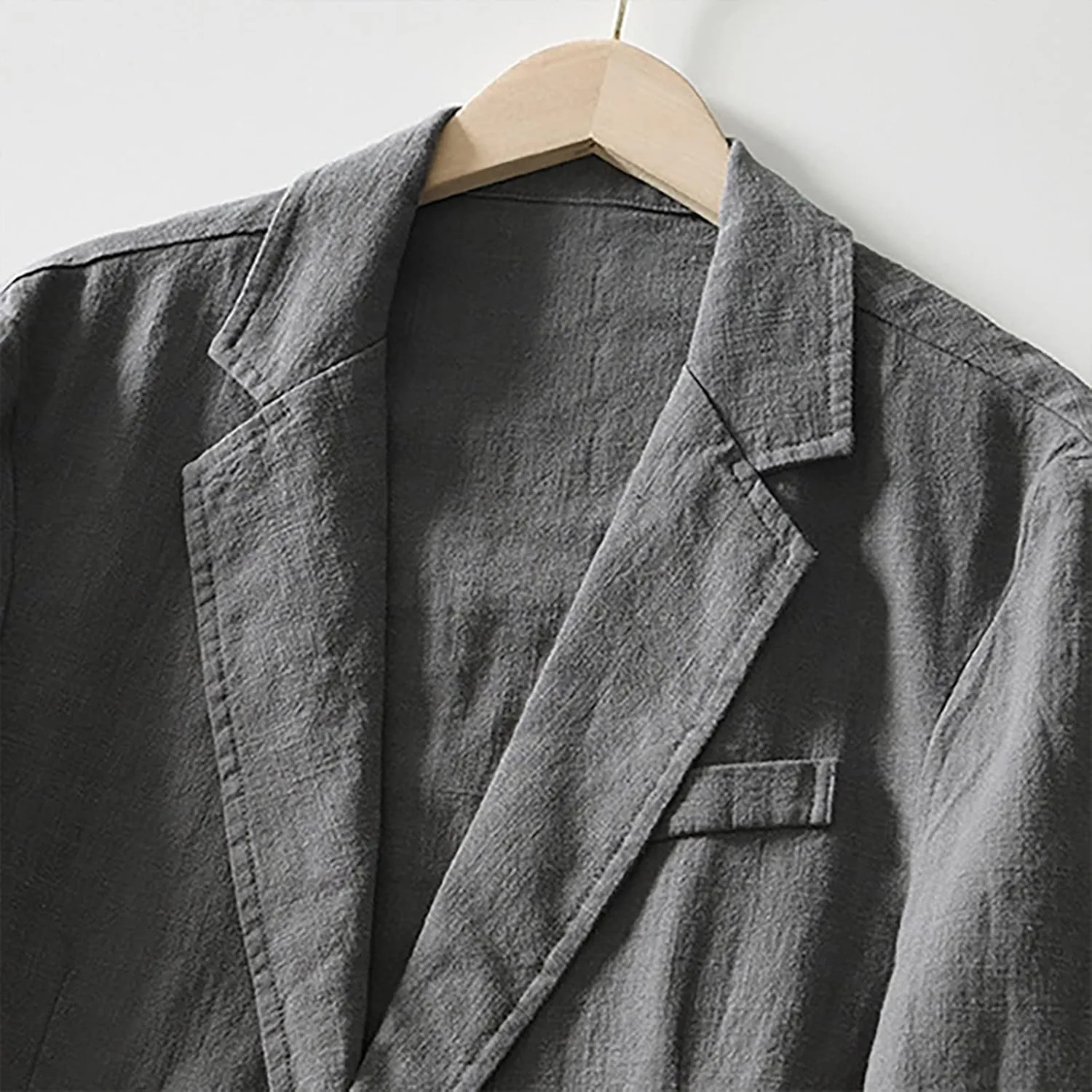 Mens Linen Blazers Slim Fit Lightweight Sport Coats for Men 2 Buttons Unstructured Shirt Jackets with Multi Pockets