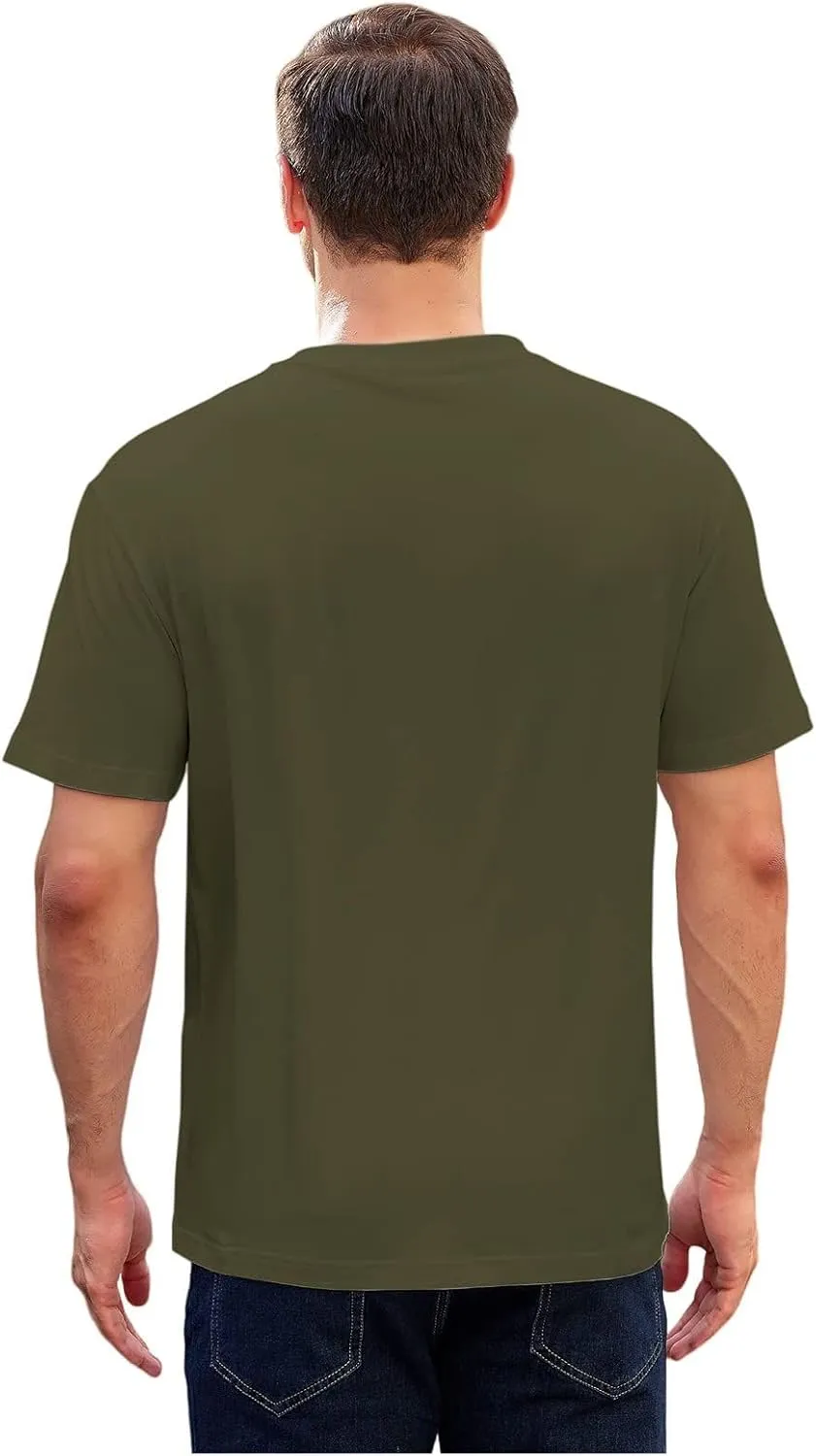 Men's Loose Fit Mens-Short-Sleeve T-Shirt 100% Cotton Crew Neck Soft Fitted Tees S-3XL Fresh Classic Tshirts
