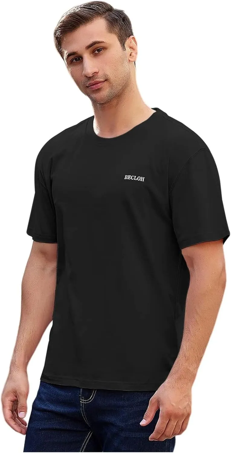 Men's Loose Fit Mens-Short-Sleeve T-Shirt 100% Cotton Crew Neck Soft Fitted Tees S-3XL Fresh Classic Tshirts