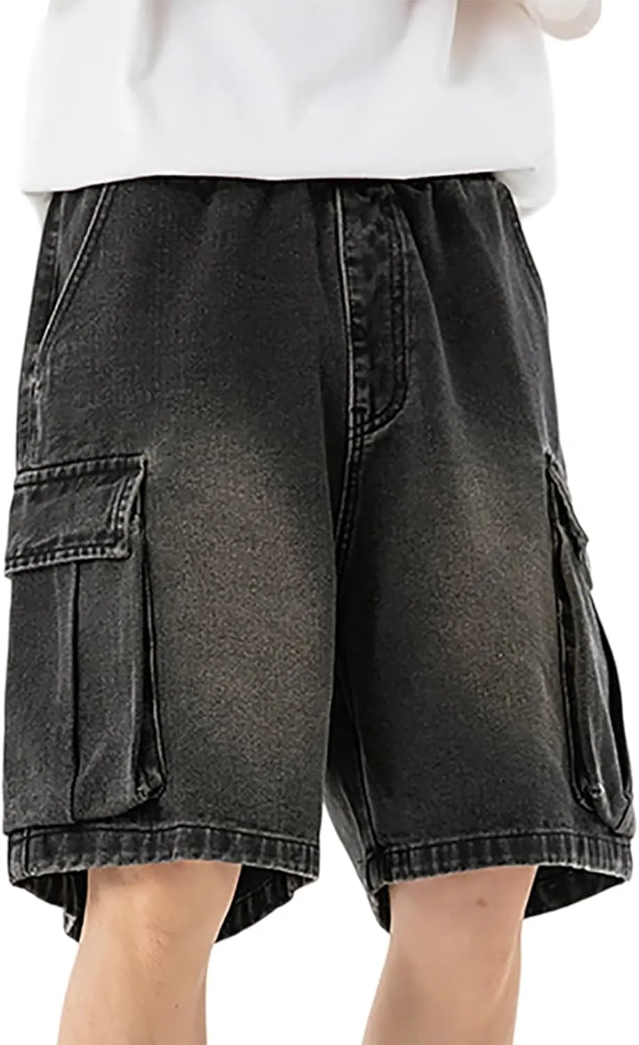 Mens Y2K Grunge Baggy Jean Shorts Casual Hip Hop Aesthetic Pants Loose Fit Denim Shorts Streetwear Clothes