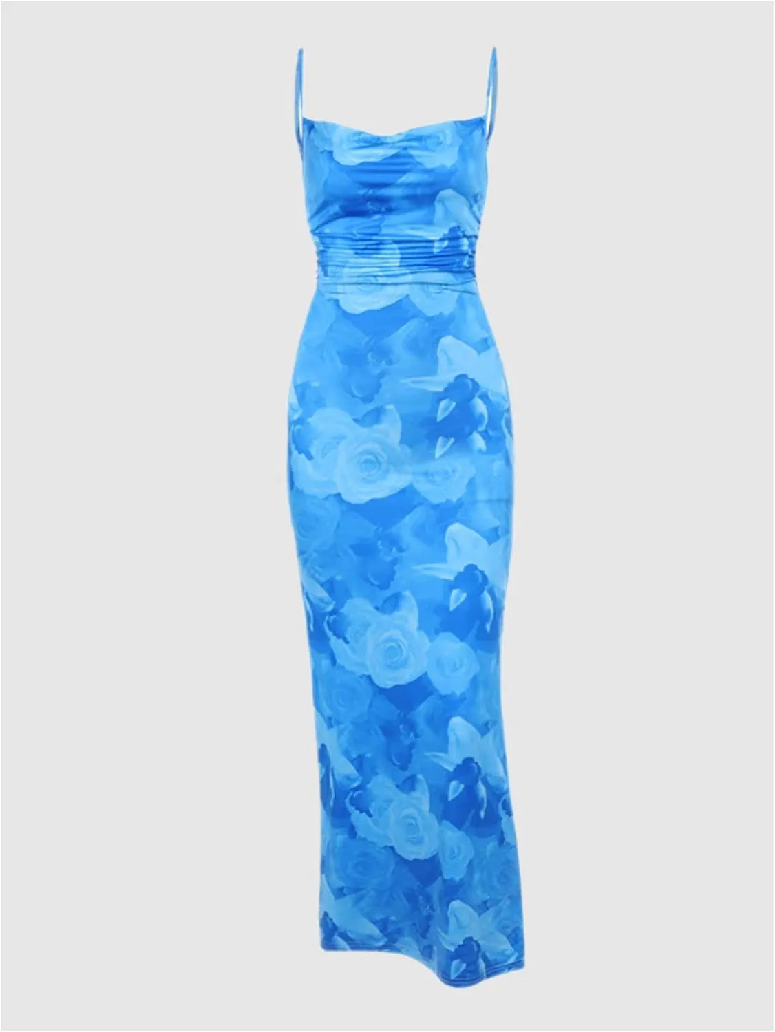 Milumia Women's Floral Lace Up Backless Cami Dress Spaghetti Strap Bodycon Maxi Dresses