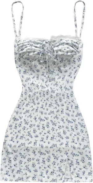 Milumia Women's Summer Ditsy Floral Mini Dress Backless Tie Short Sun Dresses