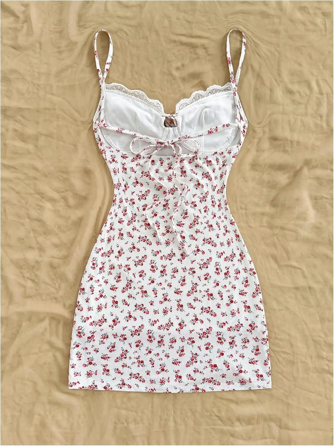 Milumia Women's Summer Ditsy Floral Mini Dress Backless Tie Short Sun Dresses