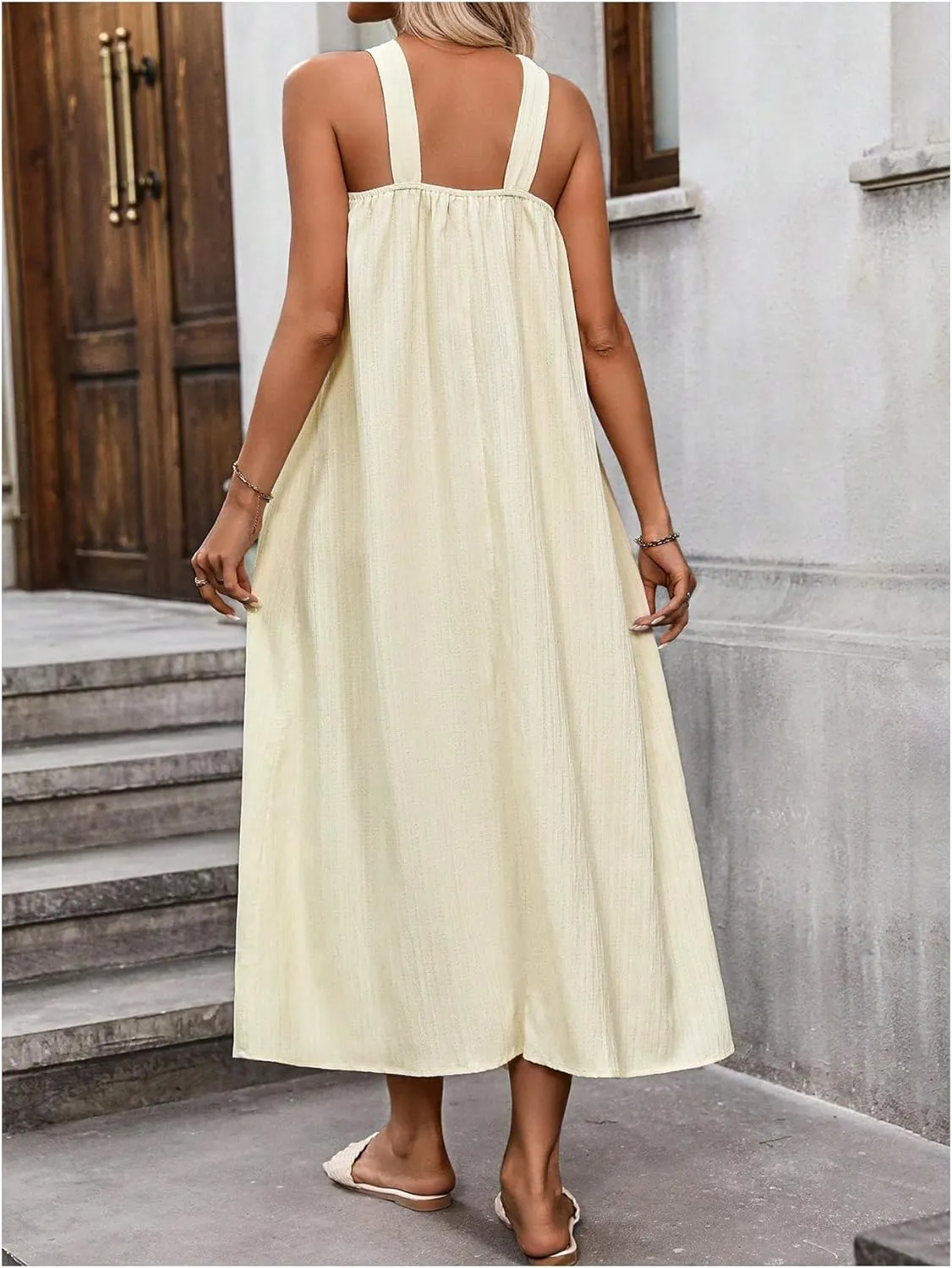 Milumia Women's Twist Knot Sleeveless Dress Summer Vacation Flared Maxi Dresses