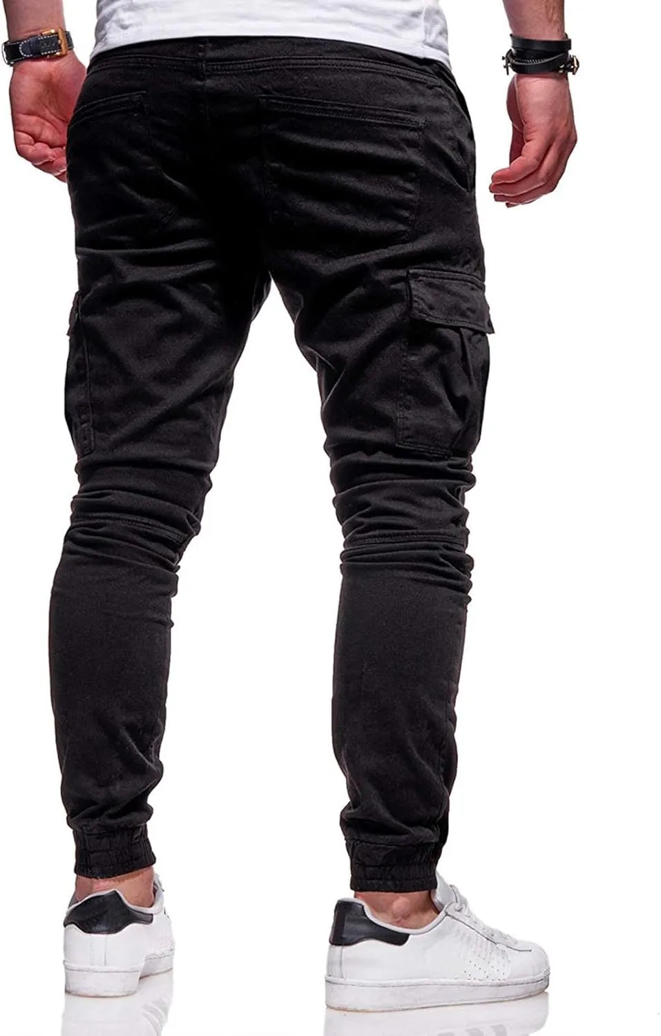Mmoneyake Mens Cargo Pants Workout Athletic Hiking Sweatpants Drawstring Joggers Pants Slim Fit Chino Pants Training Trousers