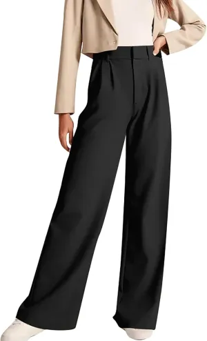Mmoneyake Wide Leg Pants for Women High Waist Straight Drape Casual Business Dress Pants Work Office Trousers with Pockets