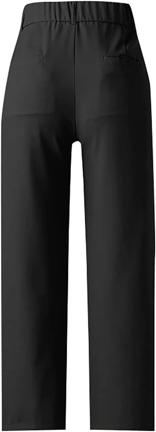 Mmoneyake Wide Leg Pants for Women High Waist Straight Drape Casual Business Dress Pants Work Office Trousers with Pockets