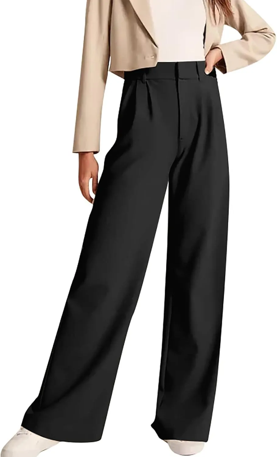 Mmoneyake Wide Leg Pants for Women High Waist Straight Drape Casual Business Dress Pants Work Office Trousers with Pockets