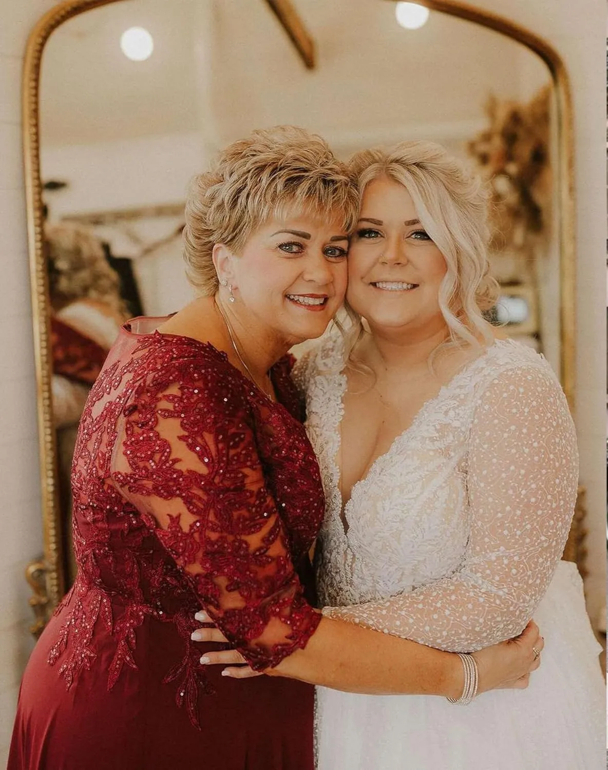 Mother of The Bride Dresses for Women Chiffon Wedding Guest Dress Plus Size 3/4 Sleeves Lace Sequin V-Neck Evening Gowns