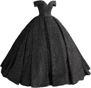 Mouccy Sparkly Sequin Prom Dresses Long Ball Gown Off Shoulder Quinceanera Dresses Puffy Glitter Evening Party Dresses
