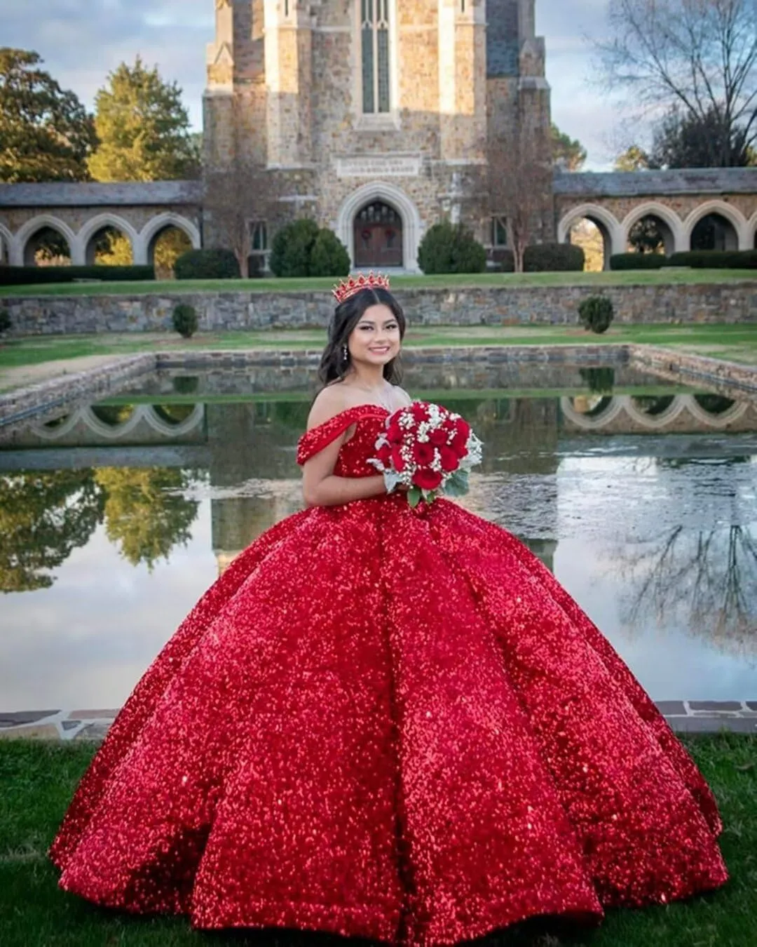 Mouccy Sparkly Sequin Prom Dresses Long Ball Gown Off Shoulder Quinceanera Dresses Puffy Glitter Evening Party Dresses