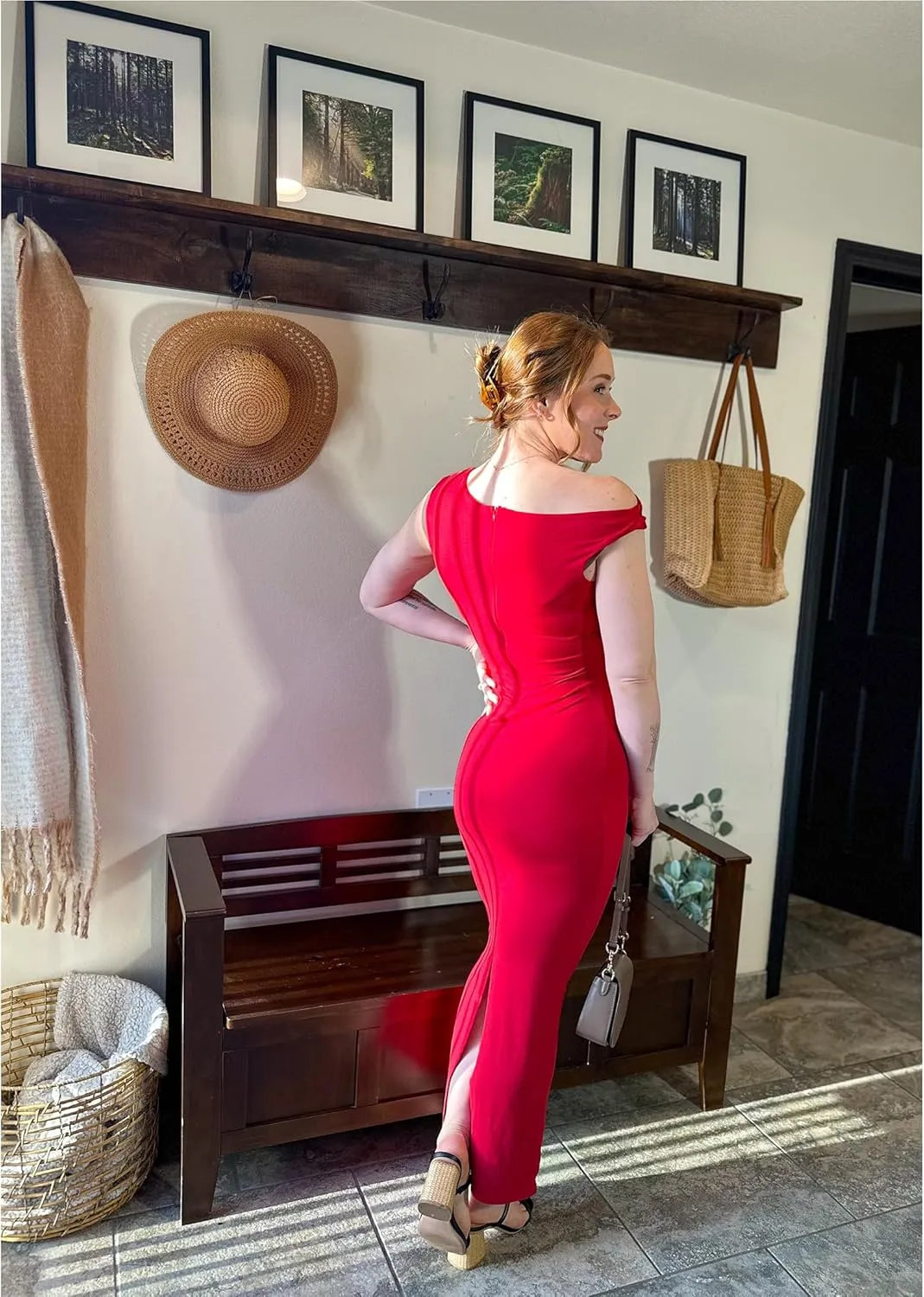 Nova In Sky Womens Summer One Shoulder Party Cocktail Bodycon Maxi Dress Sleeveless Ruched Slit Formal Wedding Guest Dresses
