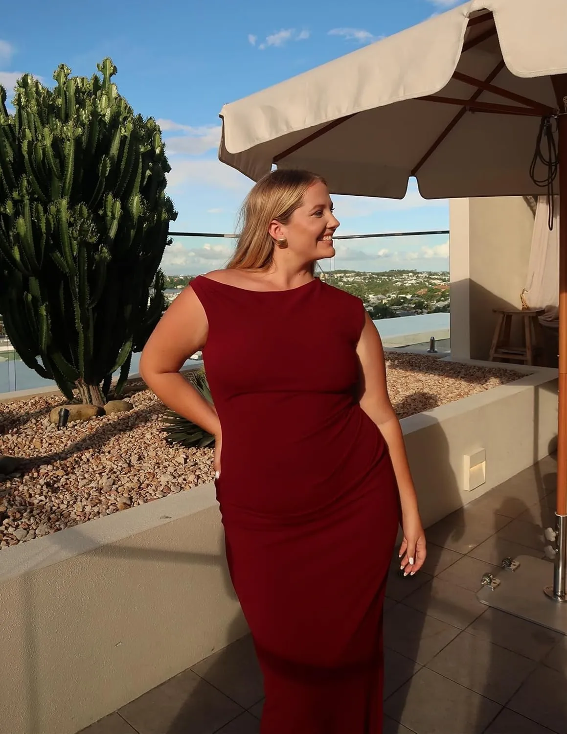 Nova In Sky Womens Summer One Shoulder Party Cocktail Bodycon Maxi Dress Sleeveless Ruched Slit Formal Wedding Guest Dresses