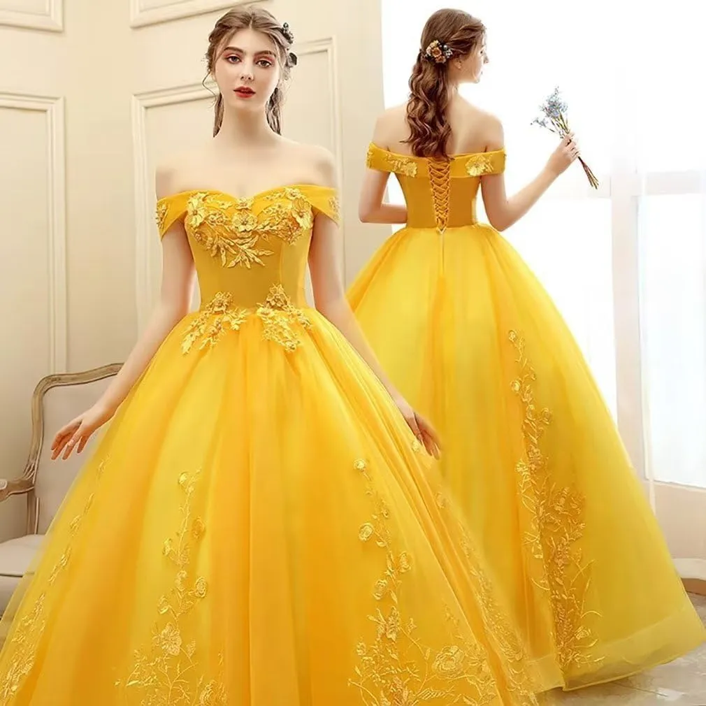 Off Shoulder Quinceanera Dresses Ball Gown Tulle Prom Dress Lace Applique Princess Long Formal Evening Sweet 16 Dresses