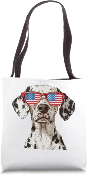 Patriotic Dalmatian US Flag Sunglasses Dog Lover 4th Of July Tote Bag