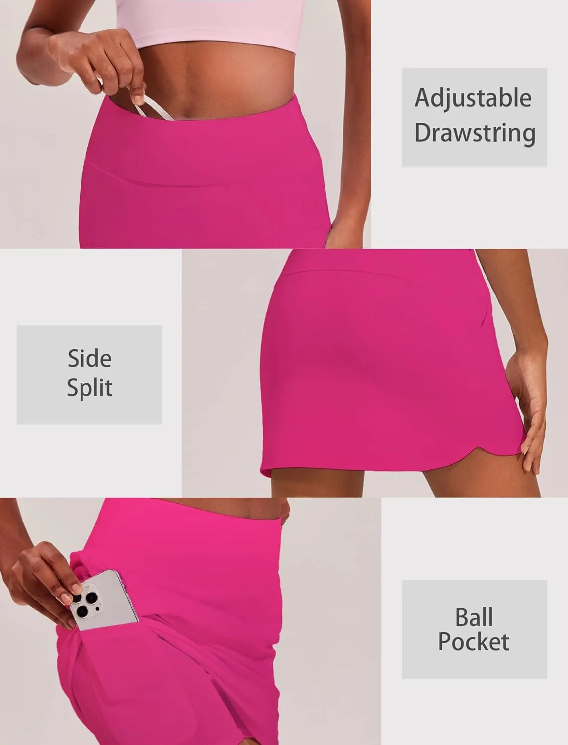PINSPARK Golf Skirts for Women High Waisted Tennis Skort Skirts with 3 Pockets A Line Athletic Skirt Pickleball Workout