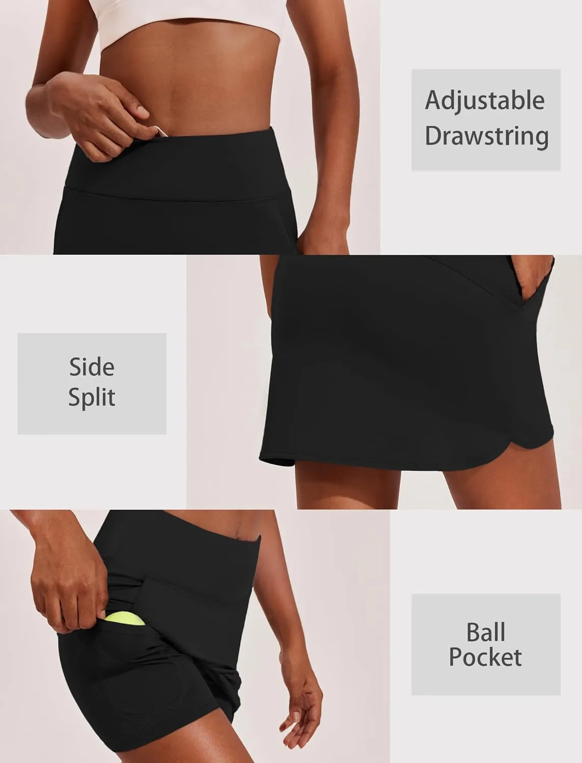 PINSPARK Golf Skirts for Women High Waisted Tennis Skort Skirts with 3 Pockets A Line Athletic Skirt Pickleball Workout