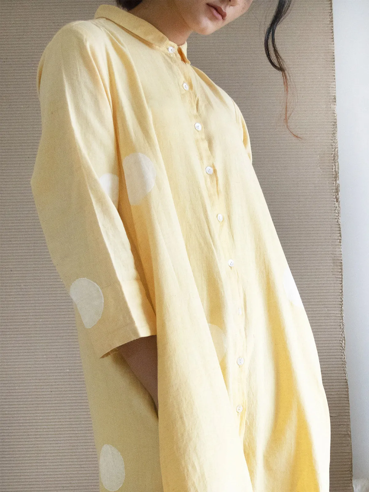 Polka Shirt Dress Yellow