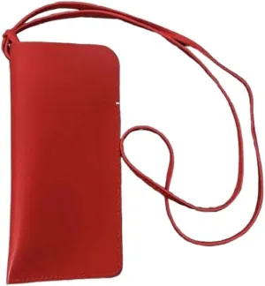 PU Leather Glasses Storage Bag Hanging Neck Glasses Case Sunglasses Storage Clip Solid Color Eyewear Bag