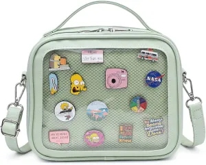 RAINBOW SMILE Ita Bag - Kawaii Crossbody Purse with Clear Shoulder Strap and Pin Display