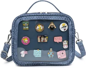 RAINBOW SMILE Ita Bag - Kawaii Crossbody Purse with Clear Shoulder Strap and Pin Display