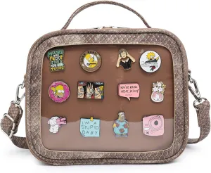 RAINBOW SMILE Ita Bag - Kawaii Crossbody Purse with Clear Shoulder Strap and Pin Display