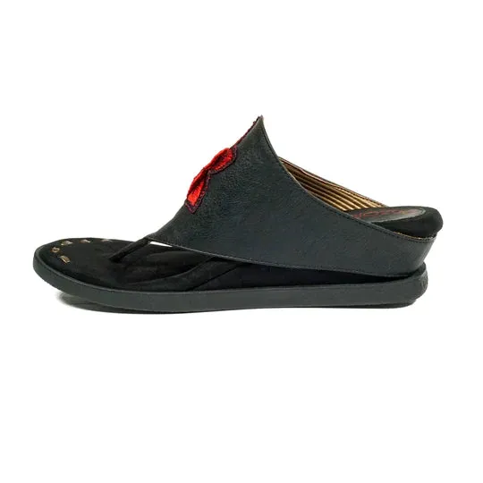 Reversible Sandals With Rose Embroidery