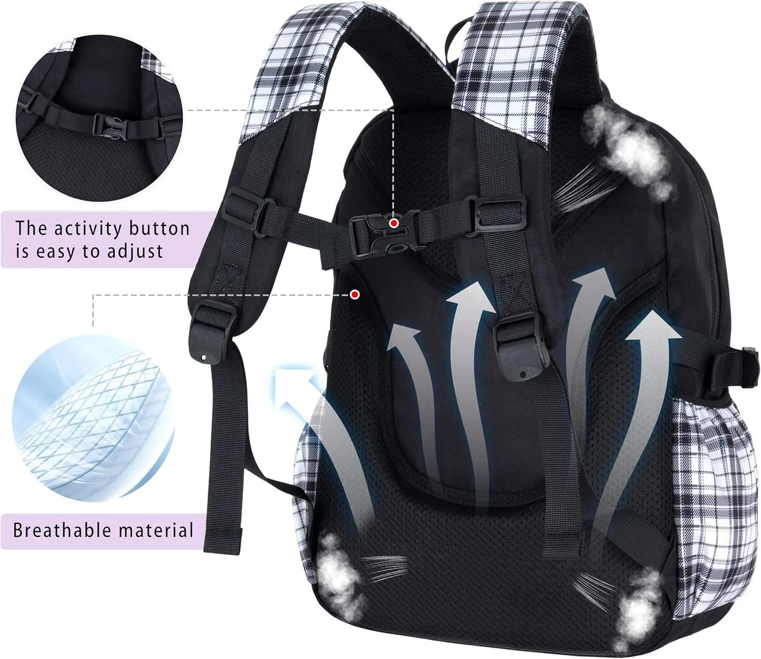 Roffatide Anime Kuromi Kawaii School Backpack for Girls Boys with 21Pcs Accessories Cartoon Students Aesthetic New Semester Gifts Laptop Backpack with Cute Pins, Anti-Theft, ID Badge Holder Black A