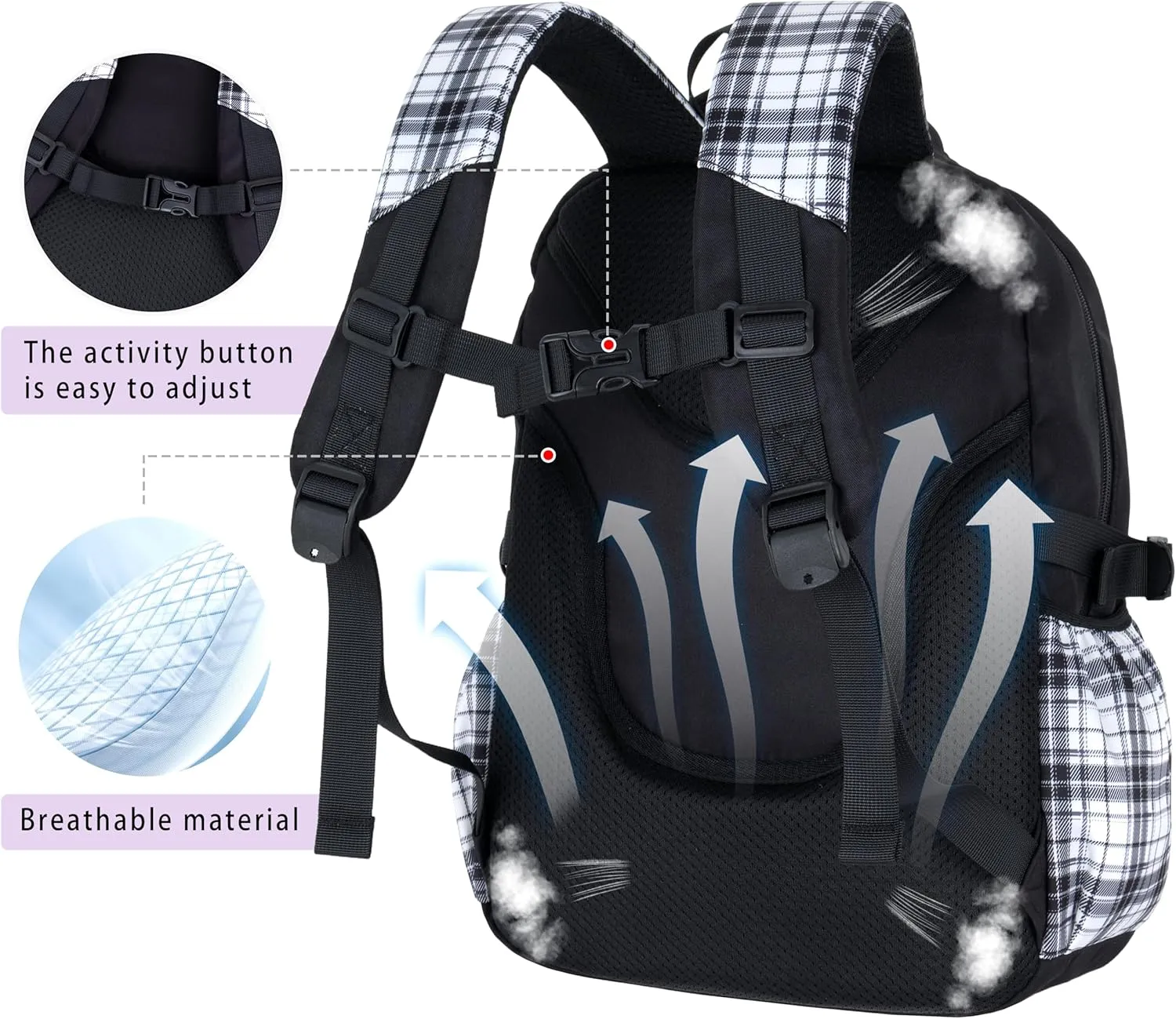 Roffatide Anime Kuromi Kawaii School Backpack for Girls Boys with 21Pcs Accessories Cartoon Students Aesthetic New Semester Gifts Laptop Backpack with Cute Pins, Anti-Theft, ID Badge Holder Black B