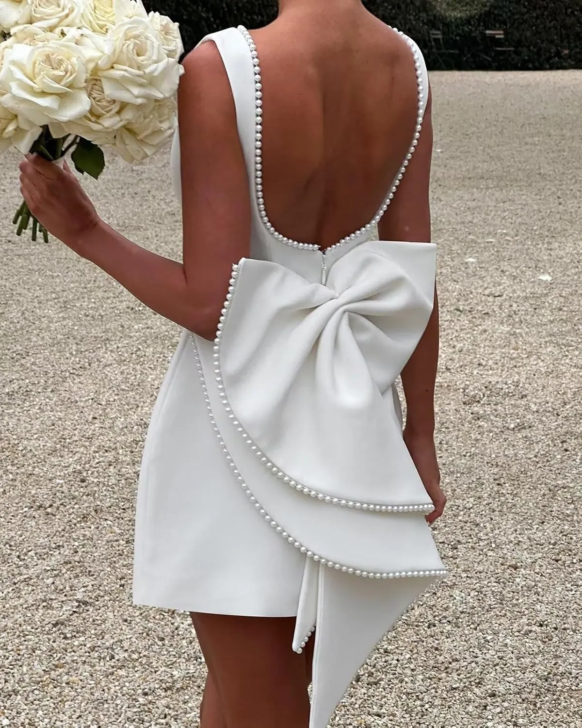 Satin Pearl Homecoming Dresses with Bow 2025 Short Wedding Mini Prom Party Dress for Teens