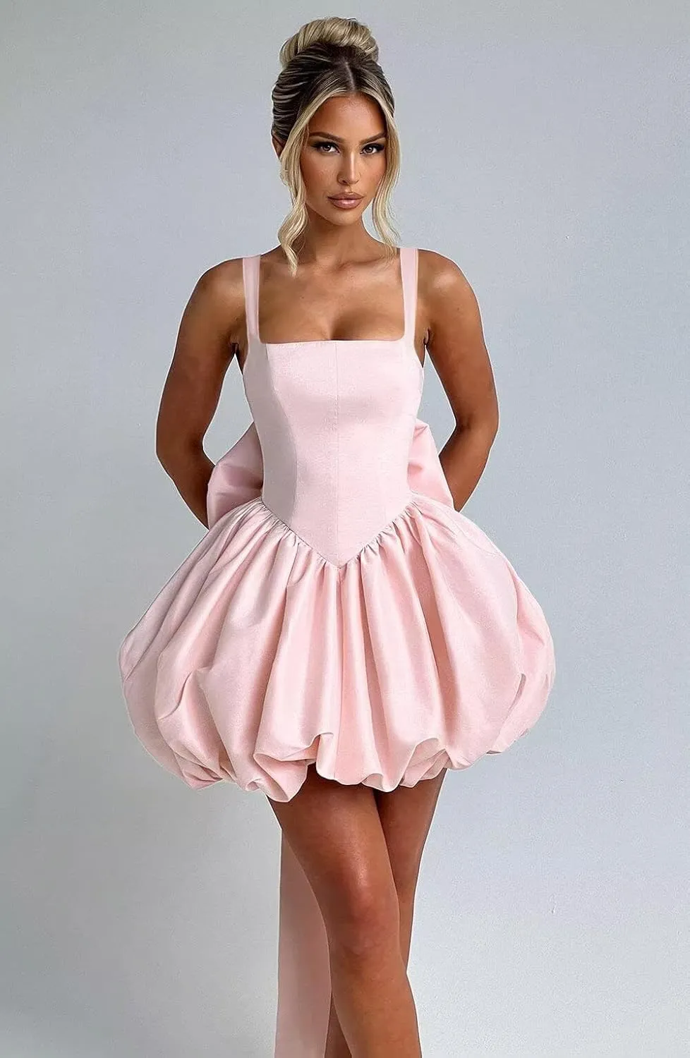 Satin Short Homecoming Dresses for Teens A Line Mini Graduation Dress Corset Prom Gowns with Bow